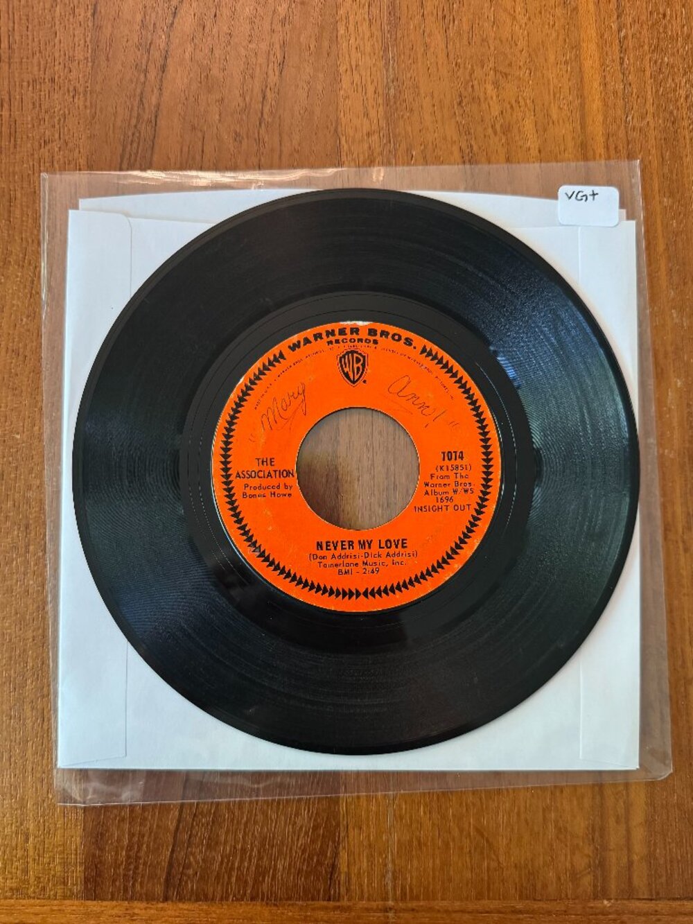 Vinyl Record Association- Never My Love/ Requiem For The Masses (45 RPM) | VG+